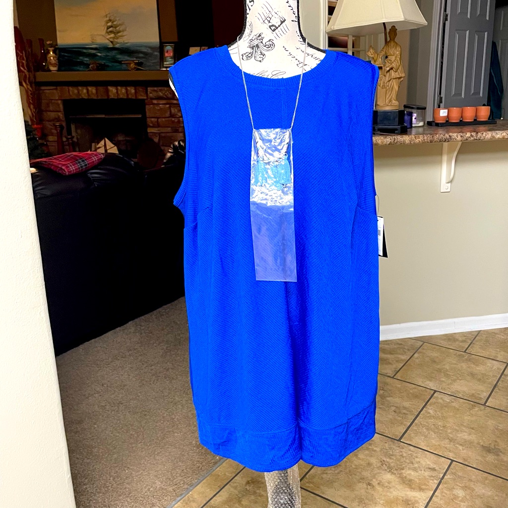 Alyx Woman Call Me Cobalt Blouse With Necklace Cobalt Blue Sz 2x